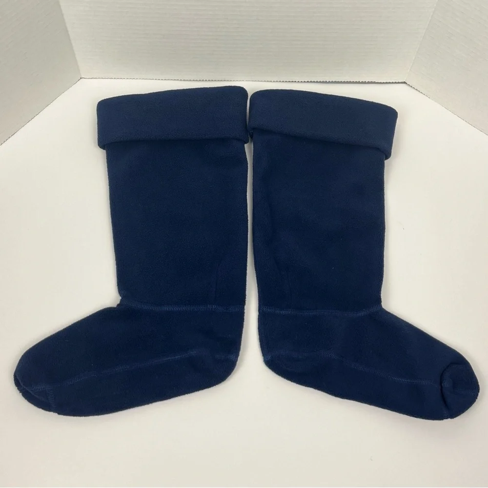 A Little Bit Racey blue fleece equestrian embroidered boot liners, medium.
